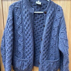 Bonner of Ireland Women's Wool Blue Cable Knit Sweater